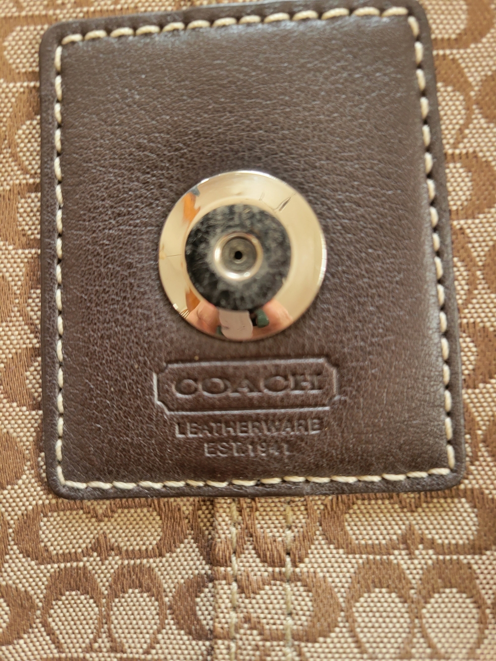 Coach Brown and Tan Signature Canvas Shoulder Bag - Picture 5 of 8